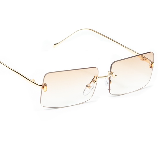 Apricot Pink Gradient Tint Rimless Sunglasses - Picture 5 of 6